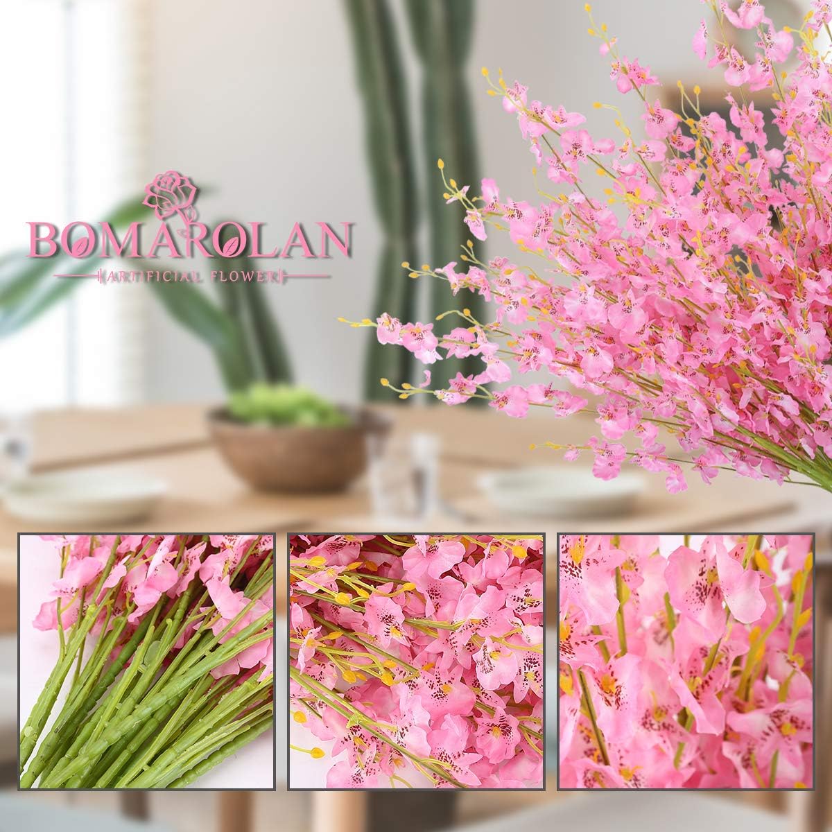 Artificial Dancing Lady Orchid Silk Faux Flowers Fake Butterfly Orchids 10 Pcs Real Touch for Wedding Home Office Party Hotel Decoration Restaurant Patio Festive Furnishing (Pink)