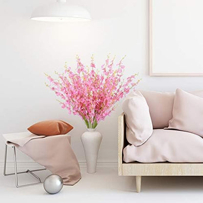 Artificial Dancing Lady Orchid Silk Faux Flowers Fake Butterfly Orchids 10 Pcs Real Touch for Wedding Home Office Party Hotel Decoration Restaurant Patio Festive Furnishing (Pink)