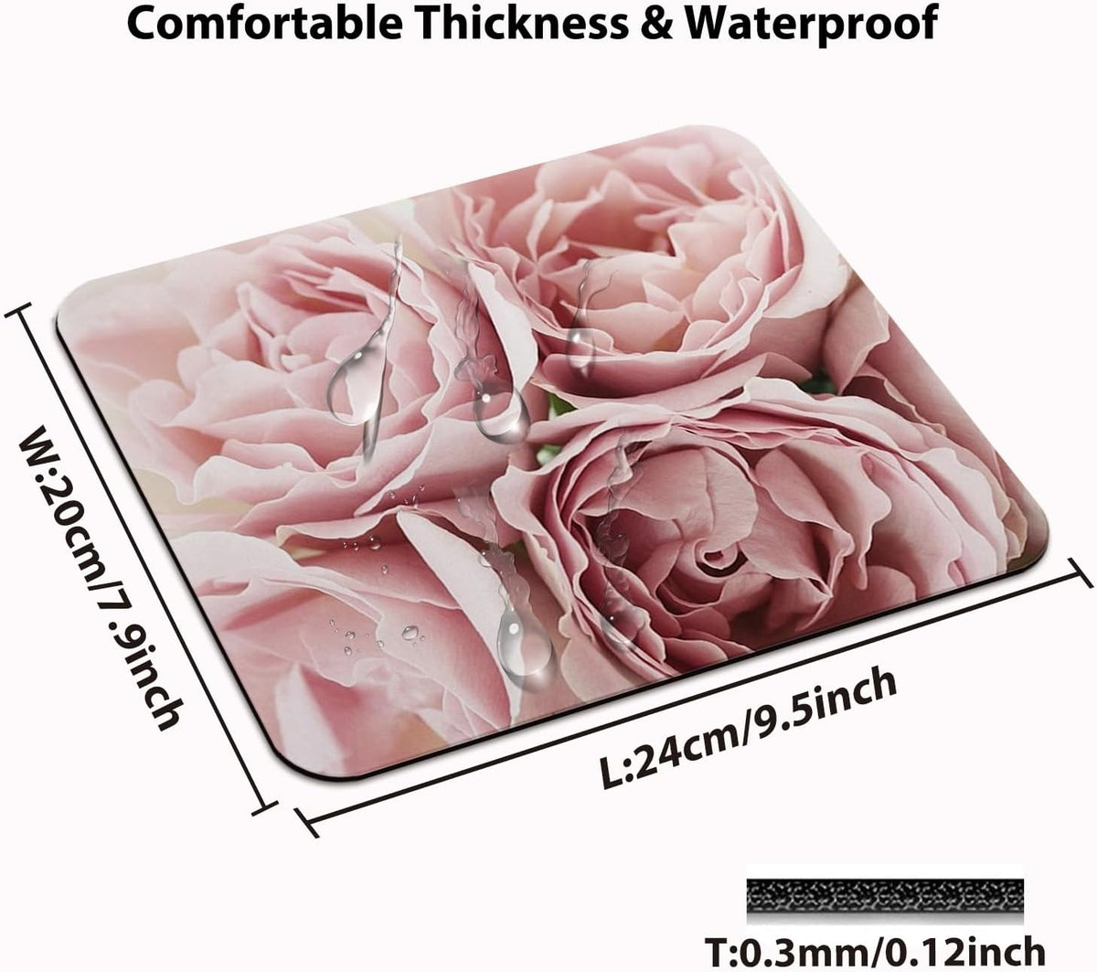 Romantic Soft Pink Roses Mouse Pad, Pastel Flower Closeup Floral Desk Mat