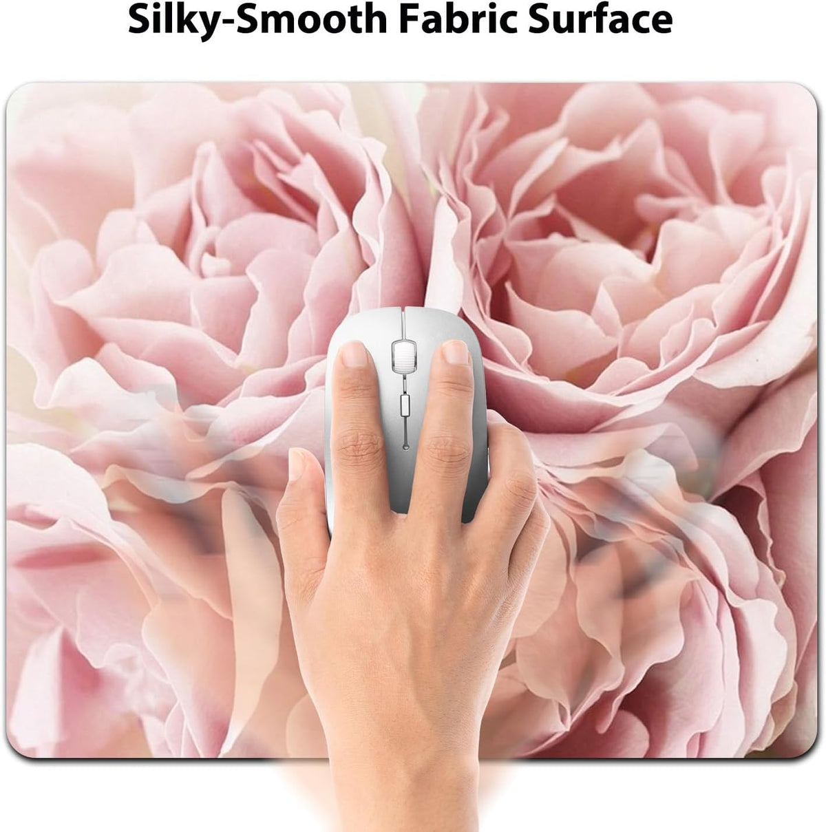 Romantic Soft Pink Roses Mouse Pad, Pastel Flower Closeup Floral Desk Mat