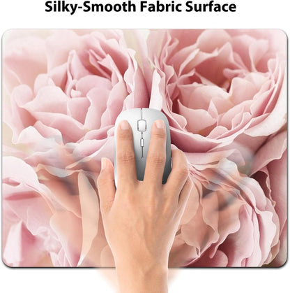 Romantic Soft Pink Roses Mouse Pad, Pastel Flower Closeup Floral Desk Mat