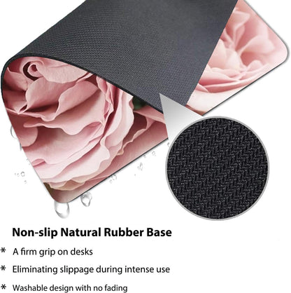 Romantic Soft Pink Roses Mouse Pad, Pastel Flower Closeup Floral Desk Mat