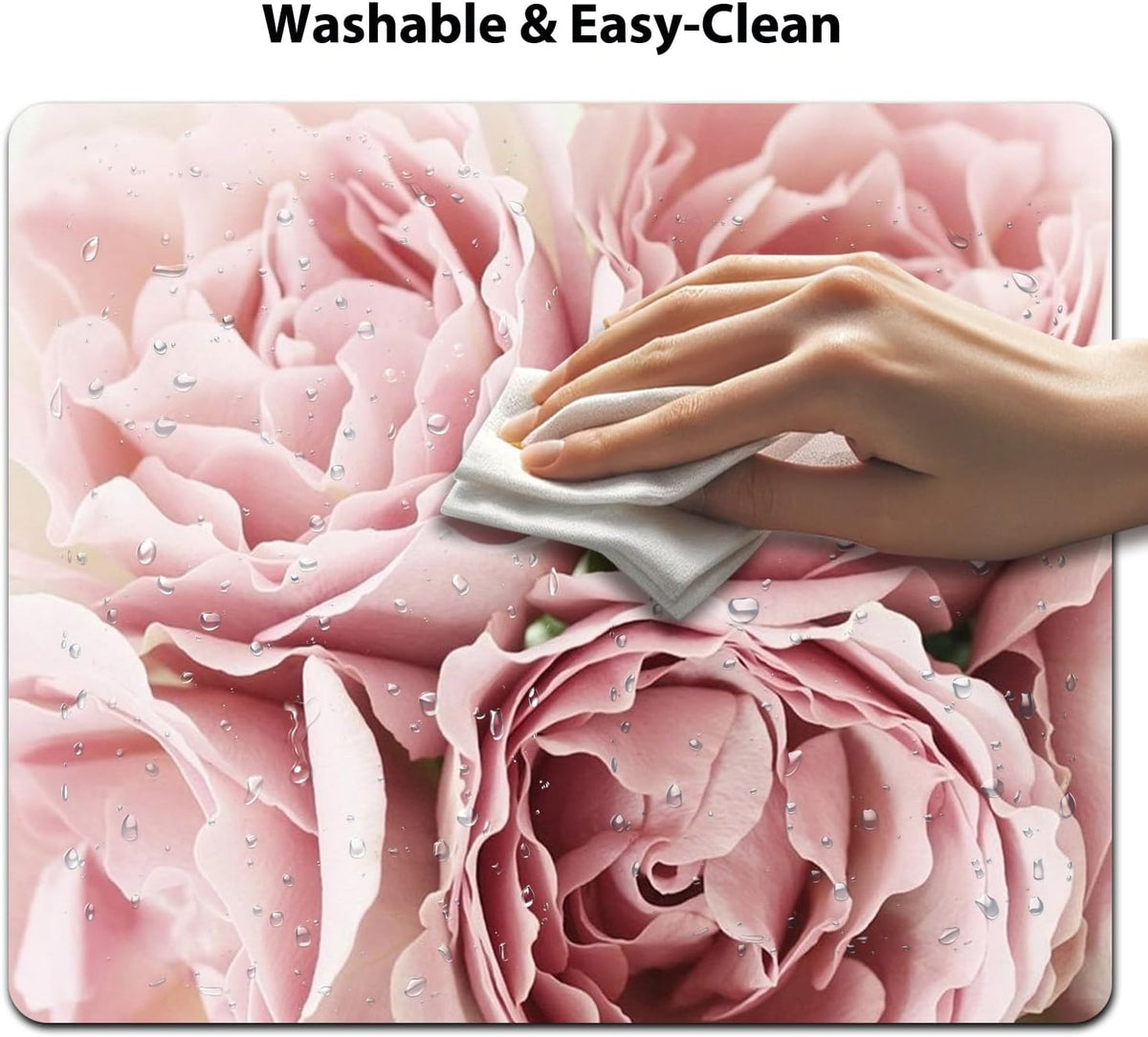 Romantic Soft Pink Roses Mouse Pad, Pastel Flower Closeup Floral Desk Mat