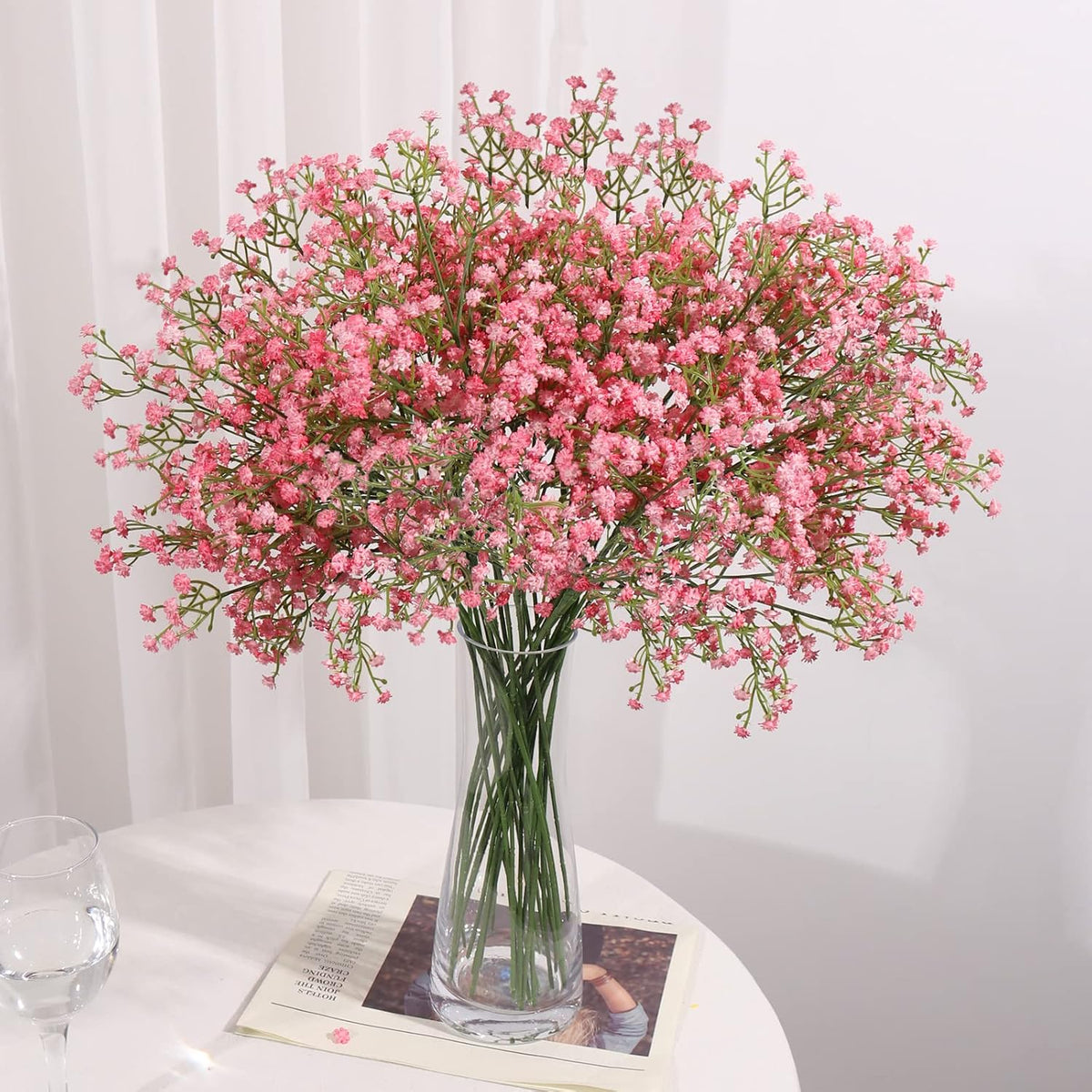 15 PCS Pink Babys Breath Artificial Flowers, Fake Gypsophila for Wedding