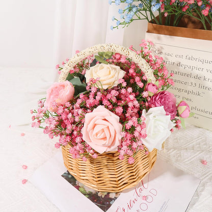 15 PCS Pink Babys Breath Artificial Flowers, Fake Gypsophila for Wedding