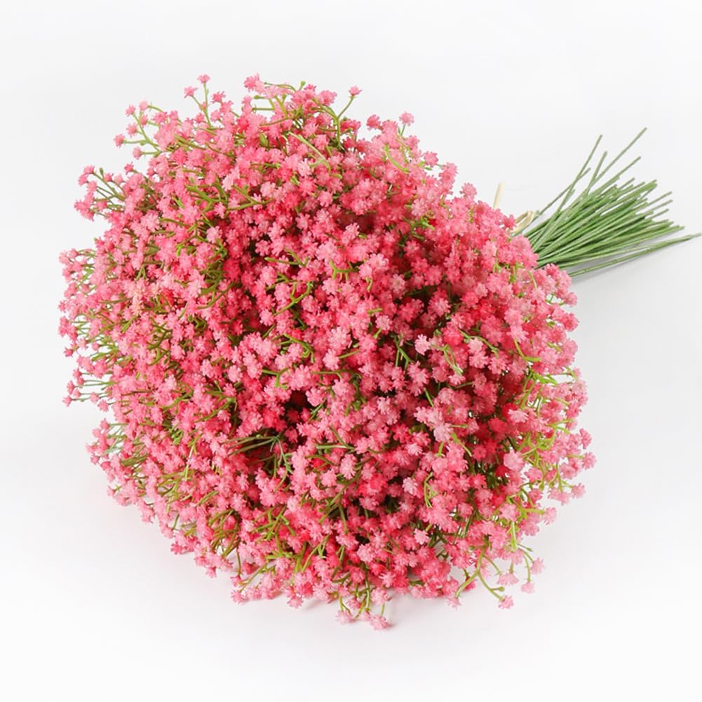 15 PCS Pink Babys Breath Artificial Flowers, Fake Gypsophila for Wedding