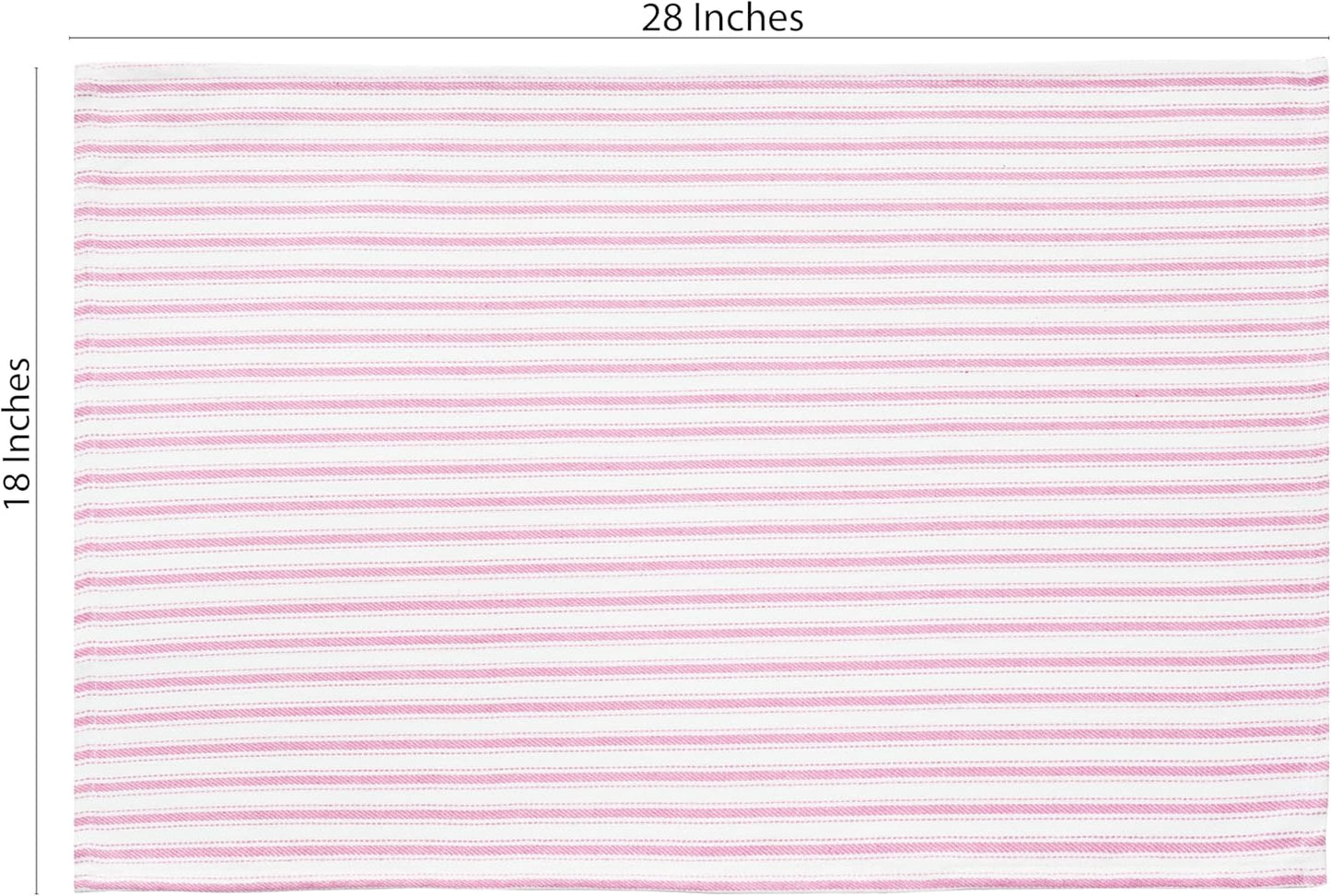 Stripe Kitchen Towels - Set of 6, 18x28 Inch - 100% Cotton, Absorbent & Reusable Dish Towels with Hanging Loop French-Inspired Style - Spring Easter Summer - Pink