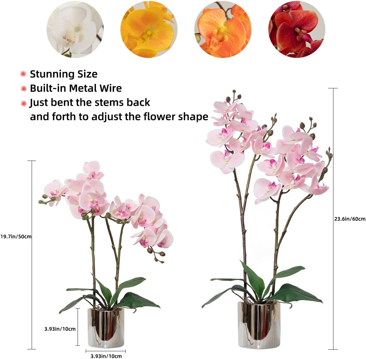 Artificial Orchid Flower Plant 19.7'' Real Touch Faux Orchids in Vase