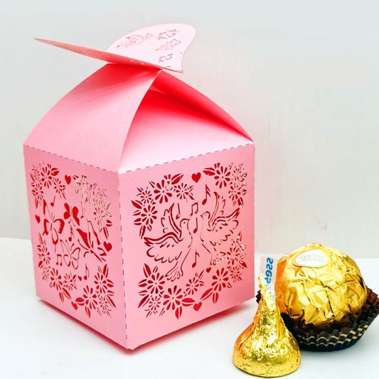 46 Pcs Candy Favor Boxes Laser Cut Flowers and Butterflies Peacock Dove Sing Creative Candy Chocolate Box Wedding Favors Box Baby Shower Favors Boxes Party Gifts Decors (Pink)