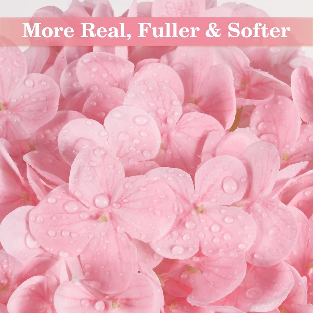 White & Pink Hydrangeas,Long Stems,Real Touch Latex Fake Flowers