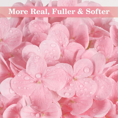 White & Pink Hydrangeas,Long Stems,Real Touch Latex Fake Flowers