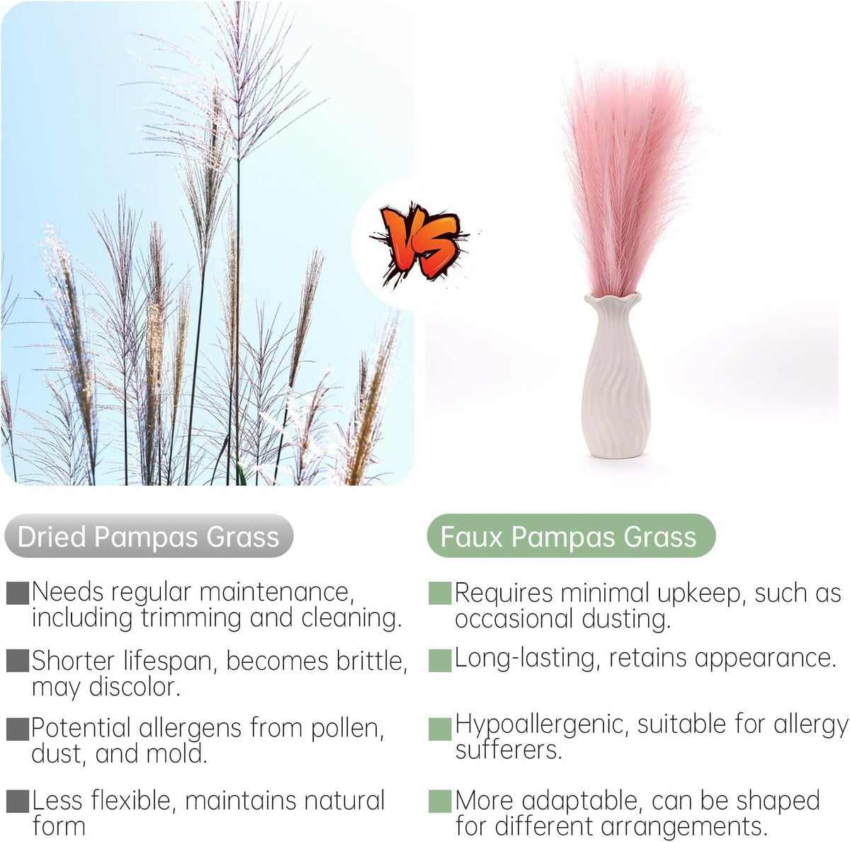 Faux Pampas Grass Decor ， 21.7 Inch Artificial Pampas Grass Pink Reed Grass, Vase Filler for Home Decor, Room, Bathroom, Wedding, Table Centerpiece - 20PCS