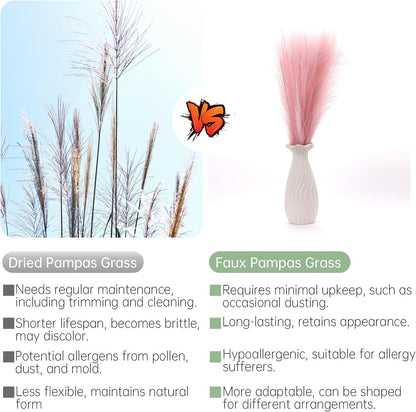 Faux Pampas Grass Decor ， 21.7 Inch Artificial Pampas Grass Pink Reed Grass, Vase Filler for Home Decor, Room, Bathroom, Wedding, Table Centerpiece - 20PCS