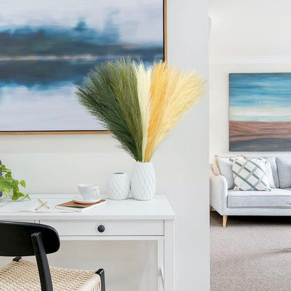 Faux Pampas Grass Decor ， 21.7 Inch Artificial Pampas Grass Pink Reed Grass, Vase Filler for Home Decor, Room, Bathroom, Wedding, Table Centerpiece - 20PCS