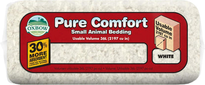 Oxbow Pure Comfort Small Animal Bedding, Odor & Moisture Absorbent Litter for Bunny Litter Box, Low Dust Bedding for Guinea Pig Cage, White Paper, 36 Liter Bag