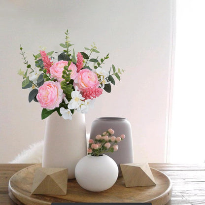 Pink Artificial Flower Bouquet Silk Peony Flowers for Wedding