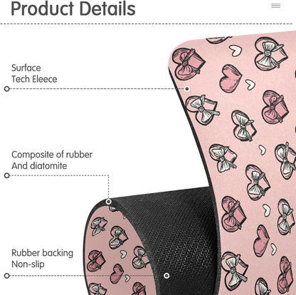 Light Pink Heart Bows Valentine Day Faucet Drying mat Silicone Kitchen Faucet Mat Sink Splash Guard Drip Catcher Dish Soap Sponge Holder for Guard Bathroom Farmhouse S