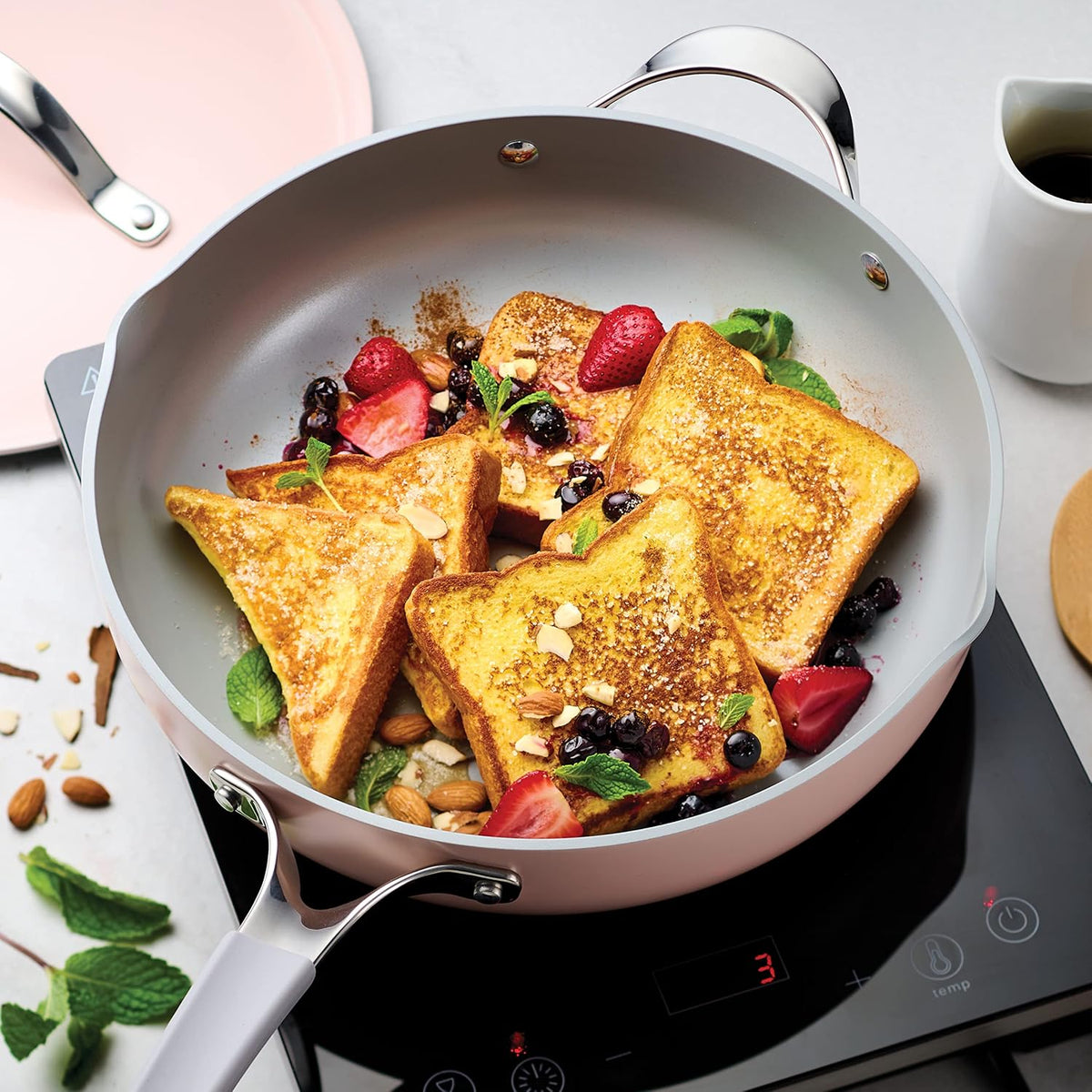 All-in-One Plus Pan Set, 5-Quart Ceramic Non Stick Cooking Pan