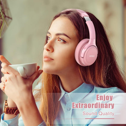 Bluetooth Headphones Over Ear Wireless HiFi Stereo Headsets 65H 6EQ