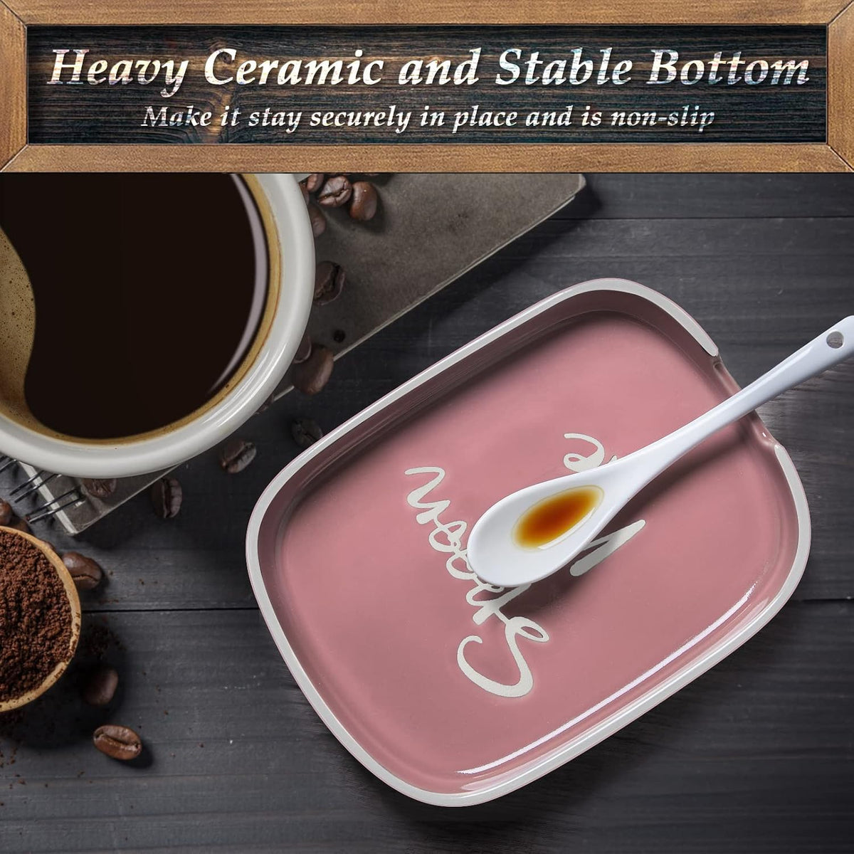 Ceramic Spoon Rest for Stove Top, Large Spoon Holder, Spoon Rest for Kitchen Counter, Heat-Resistant Cooking Utensil Rest, Pink Kitchen Decor and Accessories