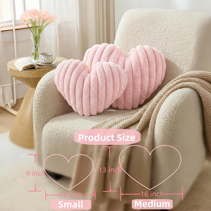 Pink Heart Pillow 12.9" Decorative Throw Pillows for Girls Bedroom Decor