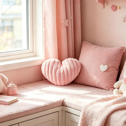 Pink Heart Pillow 12.9" Decorative Throw Pillows for Girls Bedroom Decor