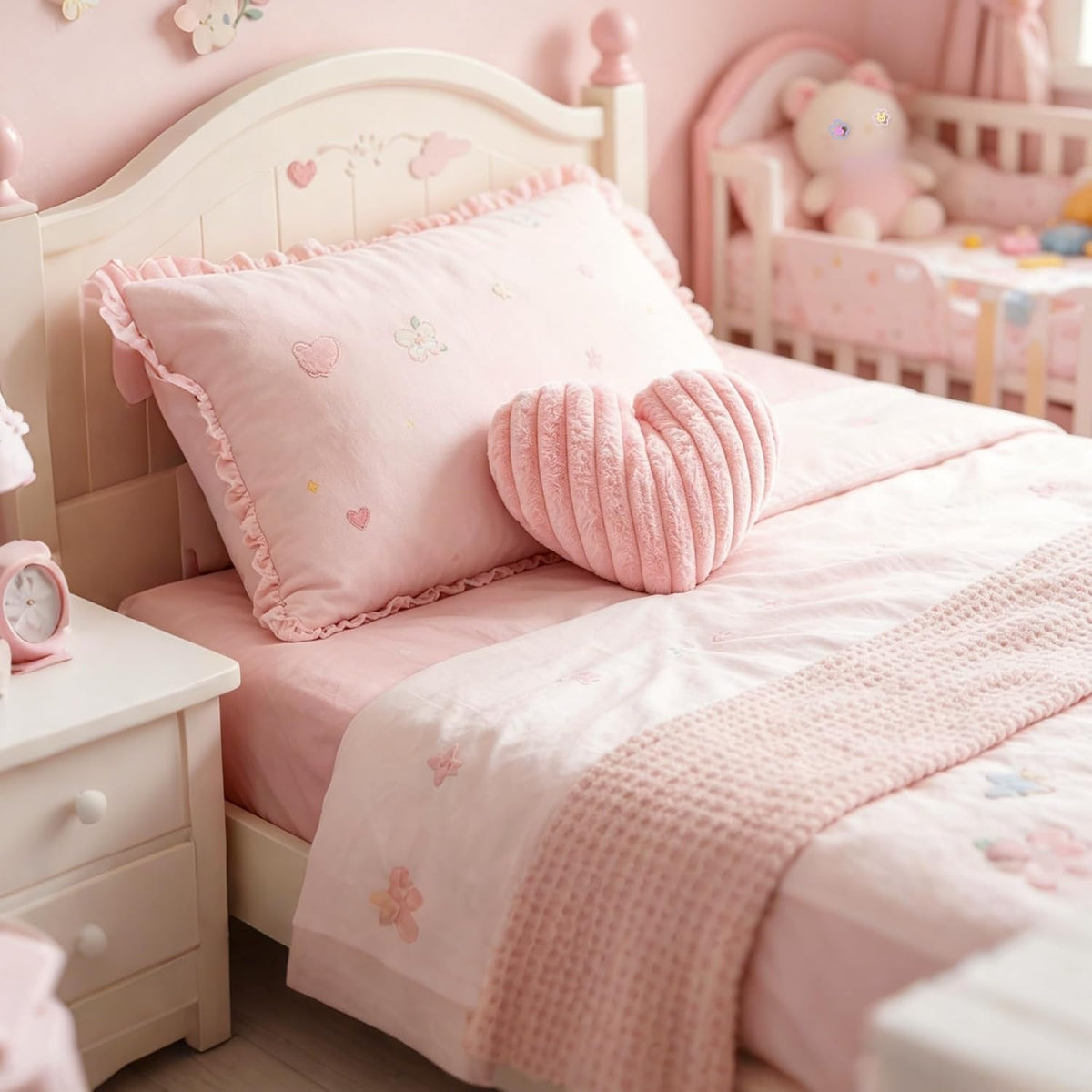 Pink Heart Pillow 12.9" Decorative Throw Pillows for Girls Bedroom Decor
