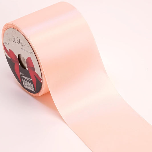 Quality 3 Inch Wide Satin Ribbon by 25 Yard Spool| Polyester Ribbon for Floral Arrangement, Wedding Bouquet, and Big DIY Artwork Projects | No Fading Woven Ribbon (3 Inch Width, Peach)