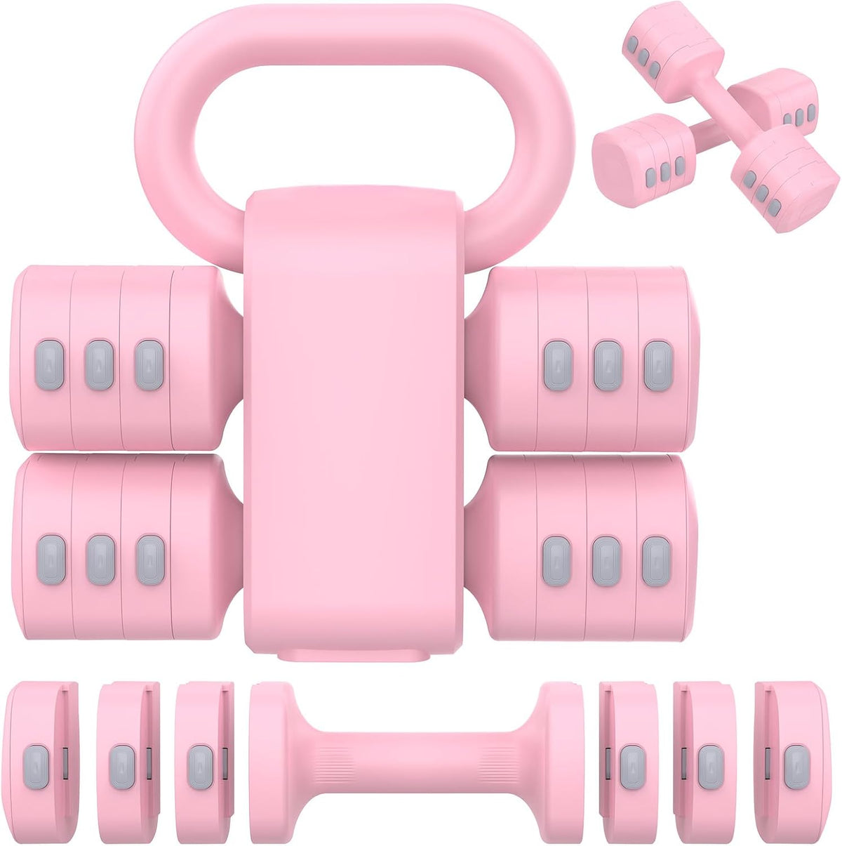 Adjustable Dumbbell Set, 2-in-1 Hand Weights with Kettlebell Form