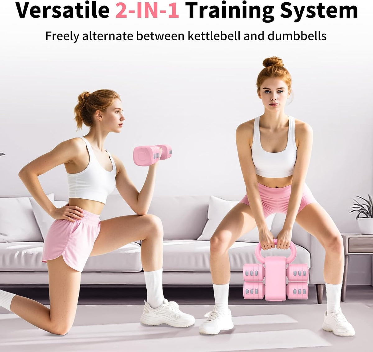 Adjustable Dumbbell Set, 2-in-1 Hand Weights with Kettlebell Form