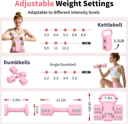 Adjustable Dumbbell Set, 2-in-1 Hand Weights with Kettlebell Form