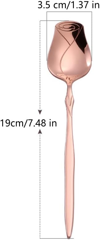 Rose Gold Stainless Steel 5-Piece Spoon Set - Rose Flower, Coffee, Dessert, Ice Cream, Tea & Love Spoons - Cute