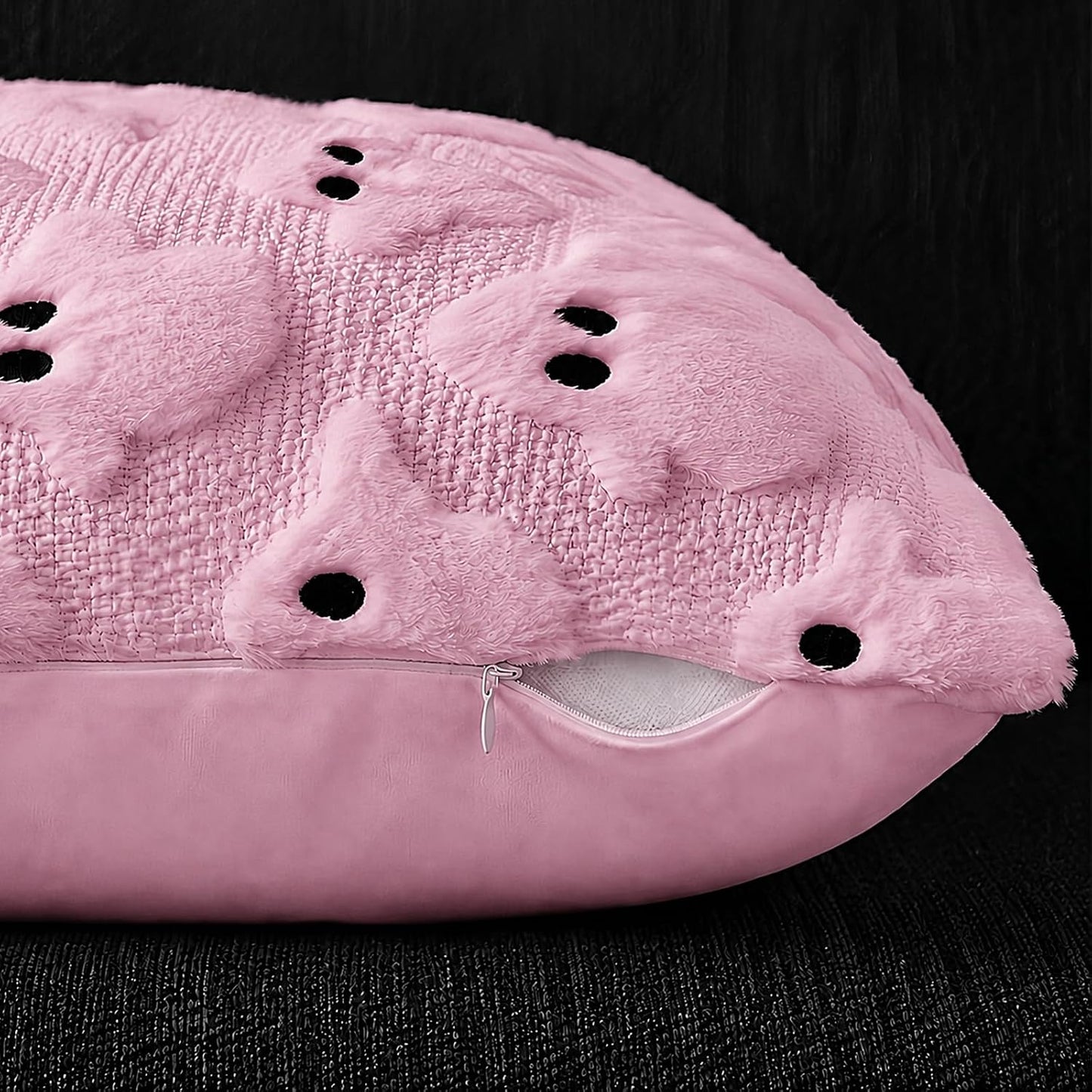 Halloween Decorations Pillow Covers 18x18 inch Set of 2 Pink Ghost Throw Pillow Cases Soft Plush Faux Fur Wool Decorative Cushion Case for Sofa Couch Bed Chair Living Room Home Decor