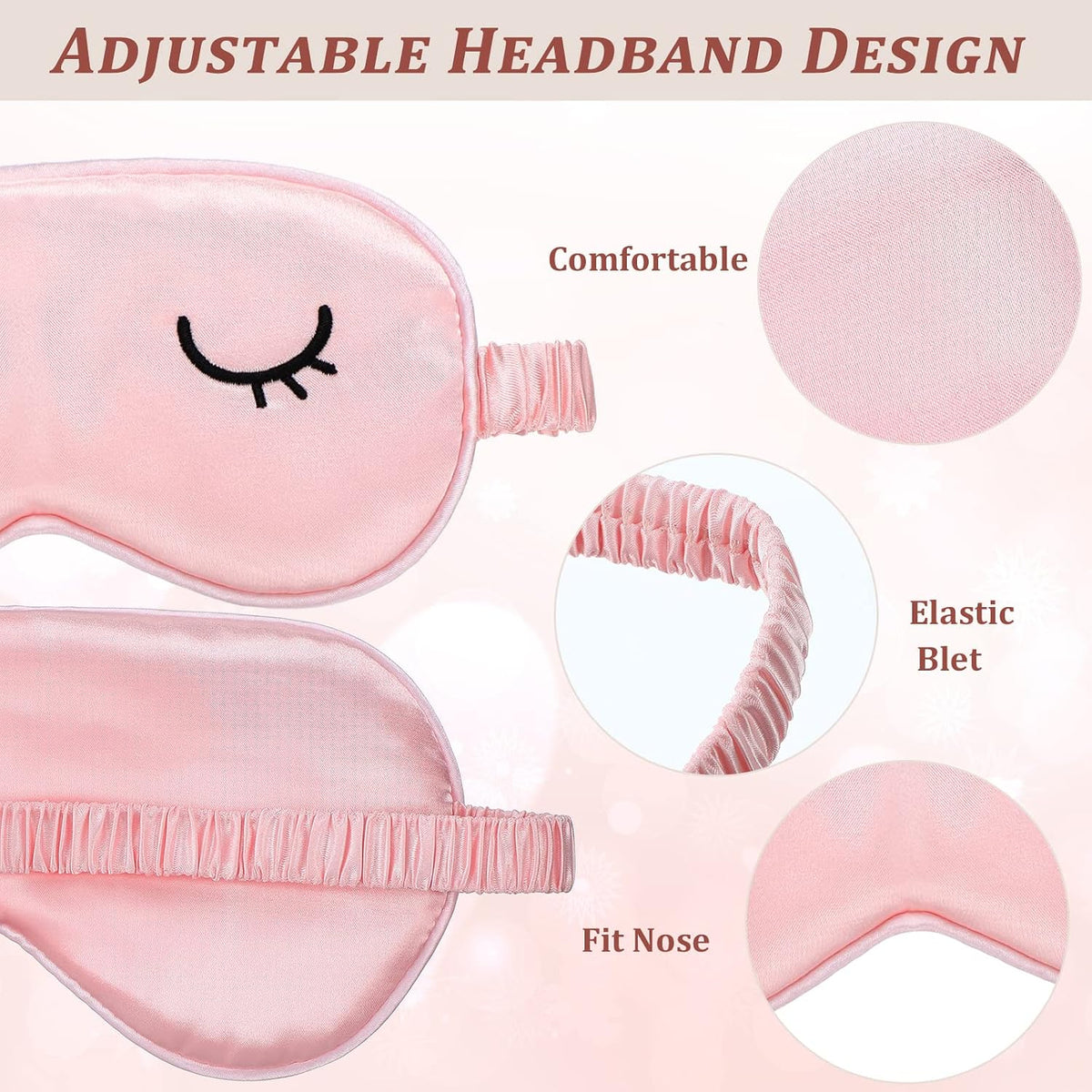 2 Pcs Cute Sleep Eye Mask for Kids Silk Sleep Eye Cover, Adult