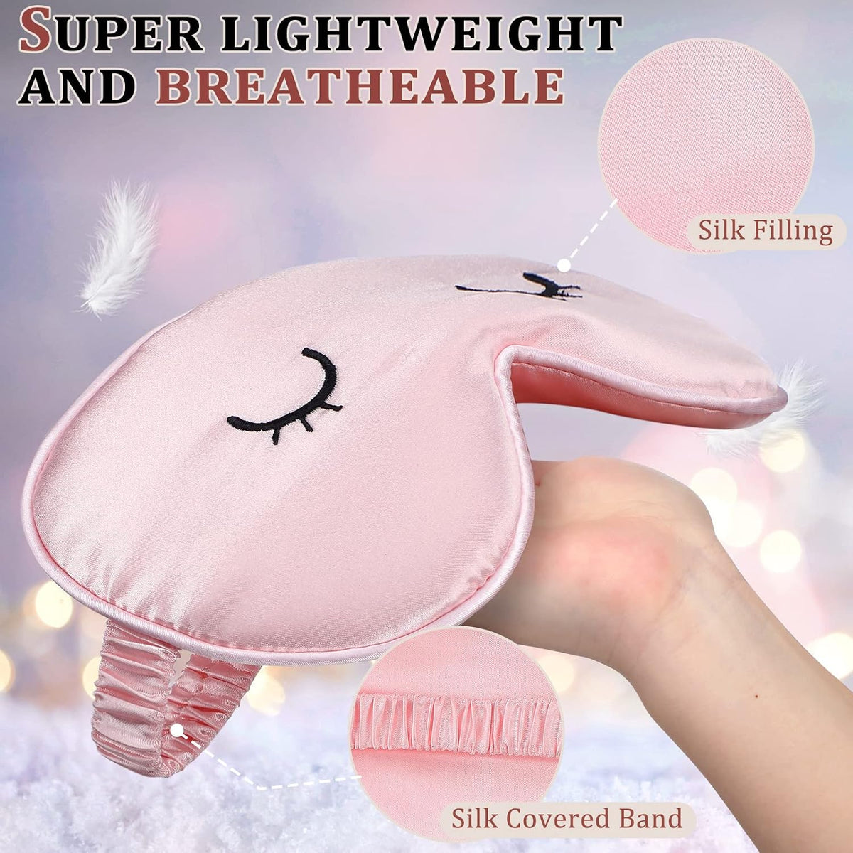 2 Pcs Cute Sleep Eye Mask for Kids Silk Sleep Eye Cover, Adult
