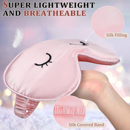 2 Pcs Cute Sleep Eye Mask for Kids Silk Sleep Eye Cover, Adult