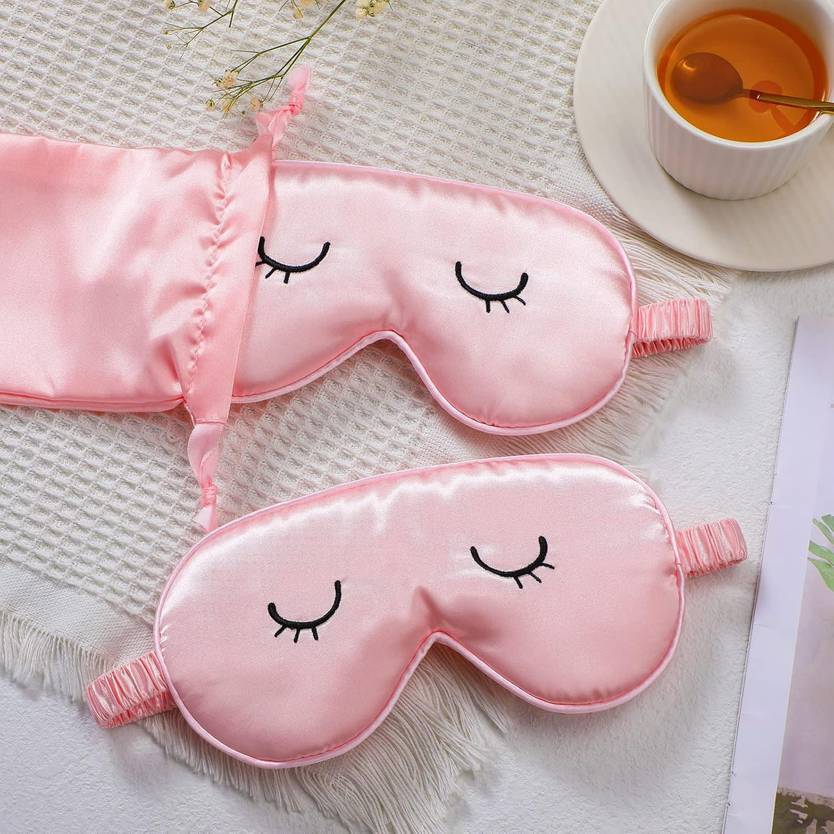 2 Pcs Cute Sleep Eye Mask for Kids Silk Sleep Eye Cover, Adult