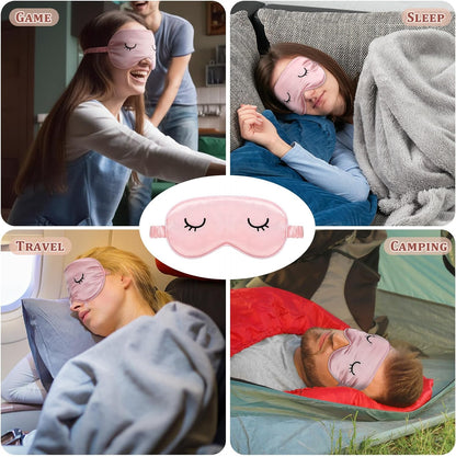2 Pcs Cute Sleep Eye Mask for Kids Silk Sleep Eye Cover, Adult