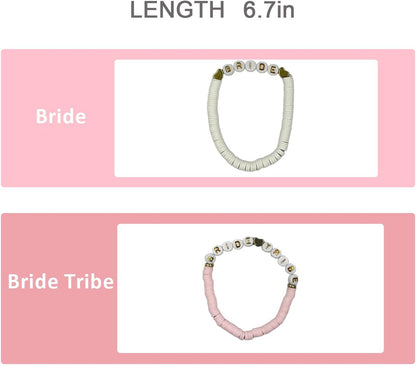 Bachelorette Party Favors, Wedding Gifts, 6.7 inch Bride Tribe Bead Bracelet Preppy Bracelet Stretch for Adults Women Bridal Shower Decorations Boho Disc Party Beach Supplies