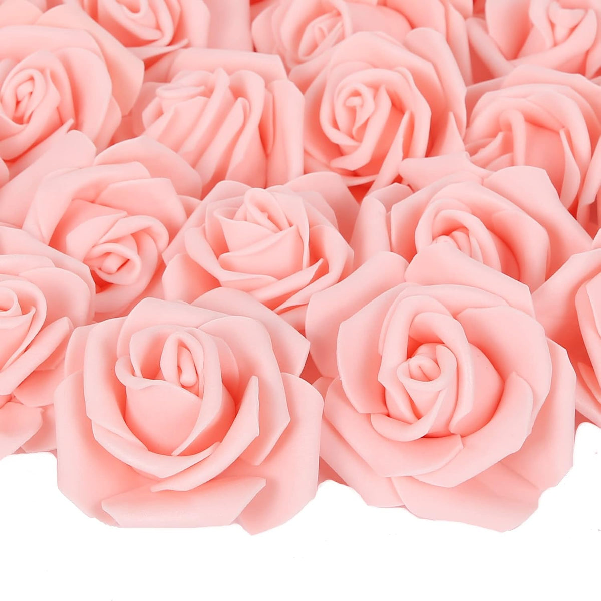 Artificial Rose Flowers,100 pcs Foam Rose Flowers Bulk Peach Fake Flower Heads for DIY Crafts Wedding Bouquets Rose Wall Kissing Balls Bridal Shower Party Decorations(Peach)