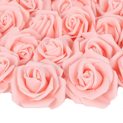 Artificial Rose Flowers,100 pcs Foam Rose Flowers Bulk Peach Fake Flower Heads for DIY Crafts Wedding Bouquets Rose Wall Kissing Balls Bridal Shower Party Decorations(Peach)