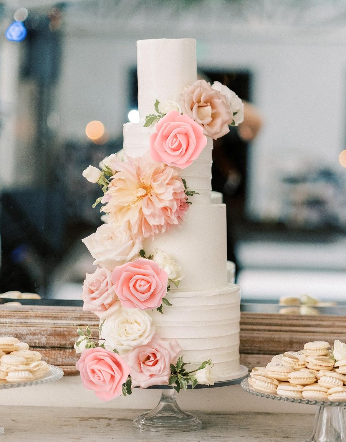Artificial Rose Flowers,100 pcs Foam Rose Flowers Bulk Peach Fake Flower Heads for DIY Crafts Wedding Bouquets Rose Wall Kissing Balls Bridal Shower Party Decorations(Peach)