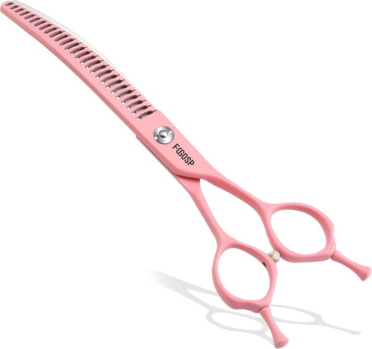 Curved Chunkers Dog Grooming Scissors 7" Macarone Series Professional Pet Grooming Shears for Dogs Pets Japan 440C Stainless Steel Sharp & Durable(Pink, 27Teeth Curved Thinners)