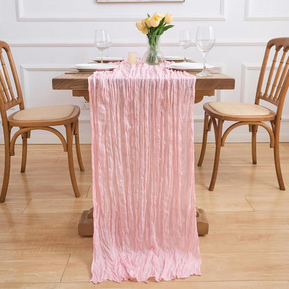 Blush Pink Cheesecloth Table Runner Fall Sheer Wedding Decor 10FT