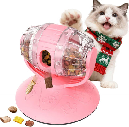 Cat Slow Feeder Toy, Interactive Cat Toy, cat treat dispenser toy(Pink)