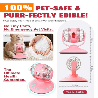 Cat Slow Feeder Toy, Interactive Cat Toy, cat treat dispenser toy(Pink)