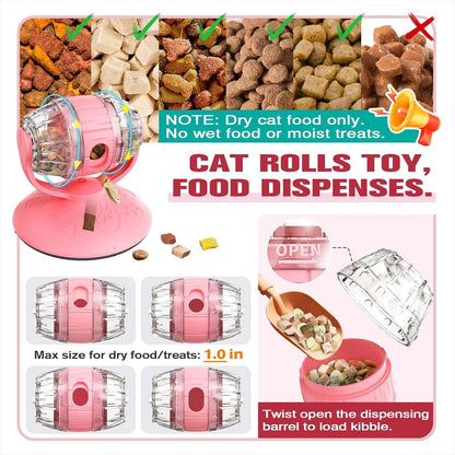 Cat Slow Feeder Toy, Interactive Cat Toy, cat treat dispenser toy(Pink)