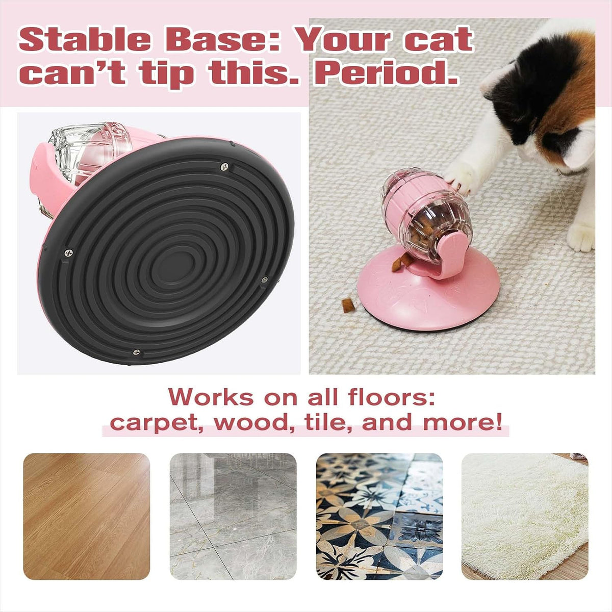 Cat Slow Feeder Toy, Interactive Cat Toy, cat treat dispenser toy(Pink)