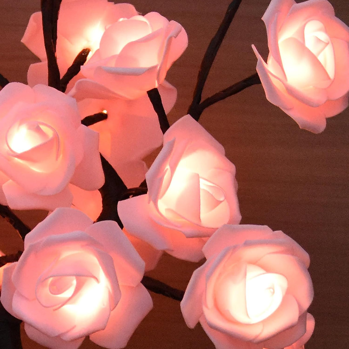 24 LED Pink Rose Tree Light, Artificial Bonsai Flower Table Lamp, USB Battery Powered Romantic Night Light for Bedroom Living Room Party Wedding, Valentine's Day Mother's Day for Her