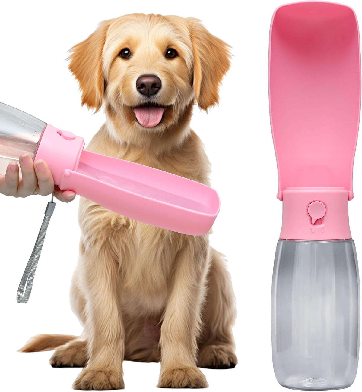 Portable Dog Water Bottle 19oz Pink